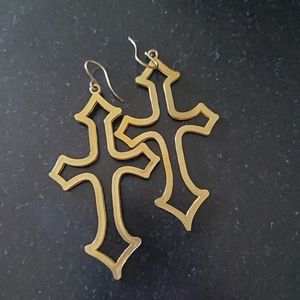 Dogeared Handmade Gold Cross Earrings